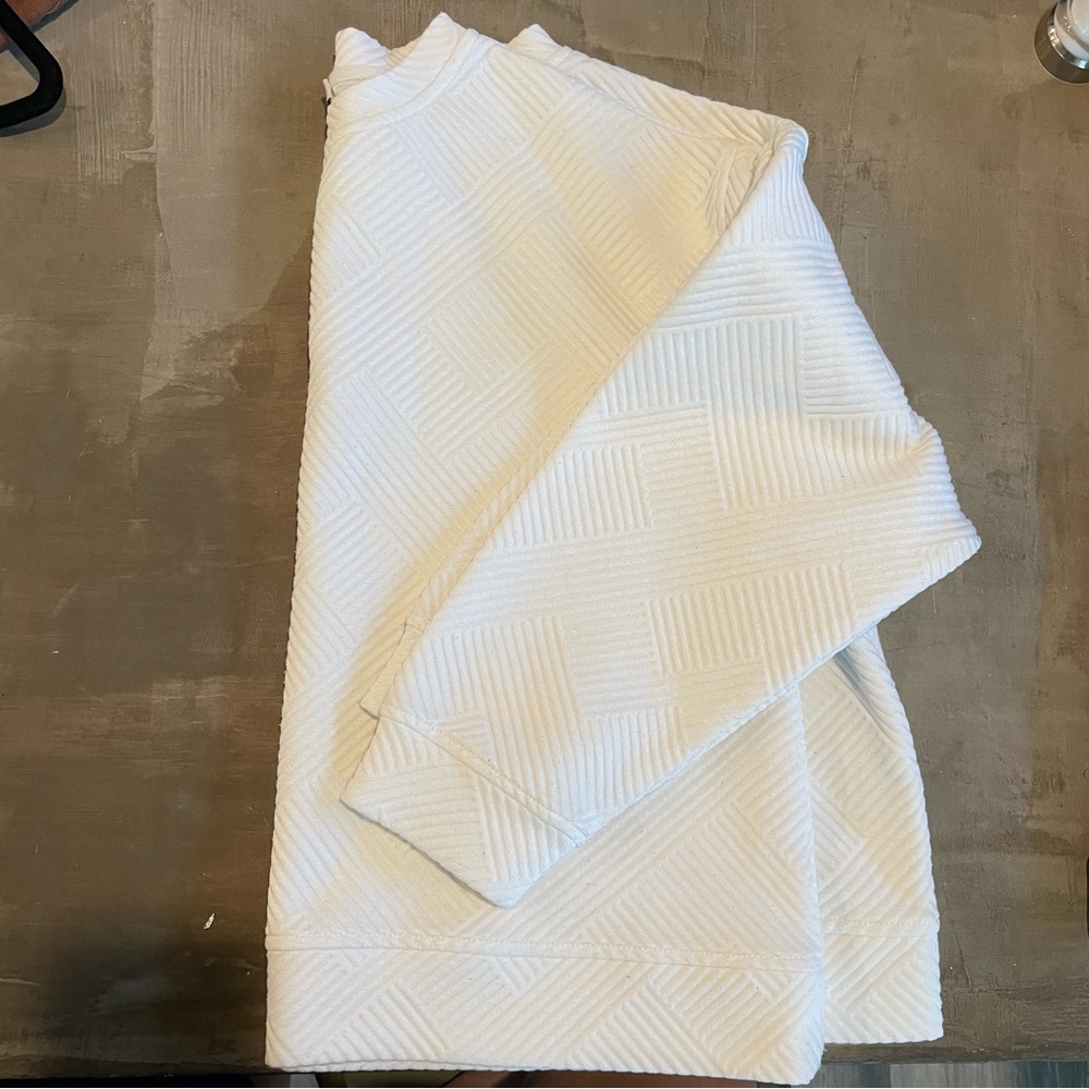 Elegant Cream Textured Crewneck Sweater